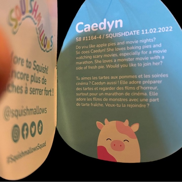 Caedyn the Cow (eyes closed version) 8-inch Original Squishmallow NWT - Picture 6 of 11